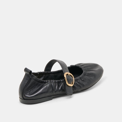 Caely Black Leather Ballet Flats Dolce Vita
