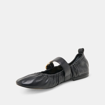 Caely Black Leather Ballet Flats Dolce Vita