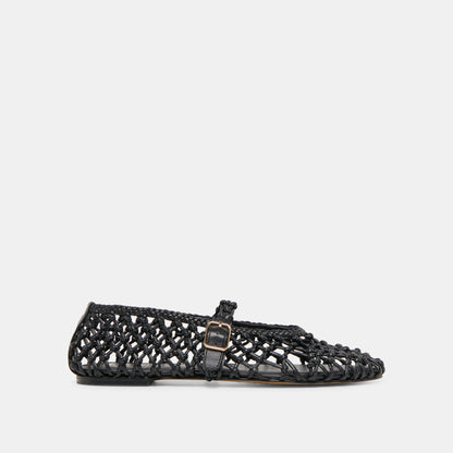 Clair Black Woven Leather Ballet Flats Dolce Vita