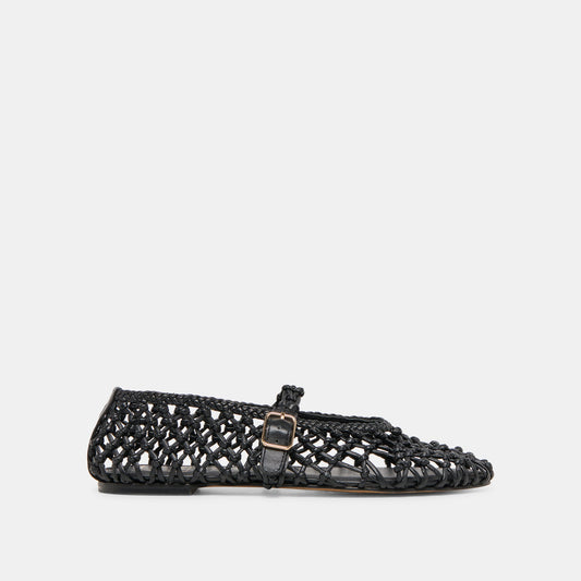 Clair Black Woven Leather Ballet Flats Dolce Vita