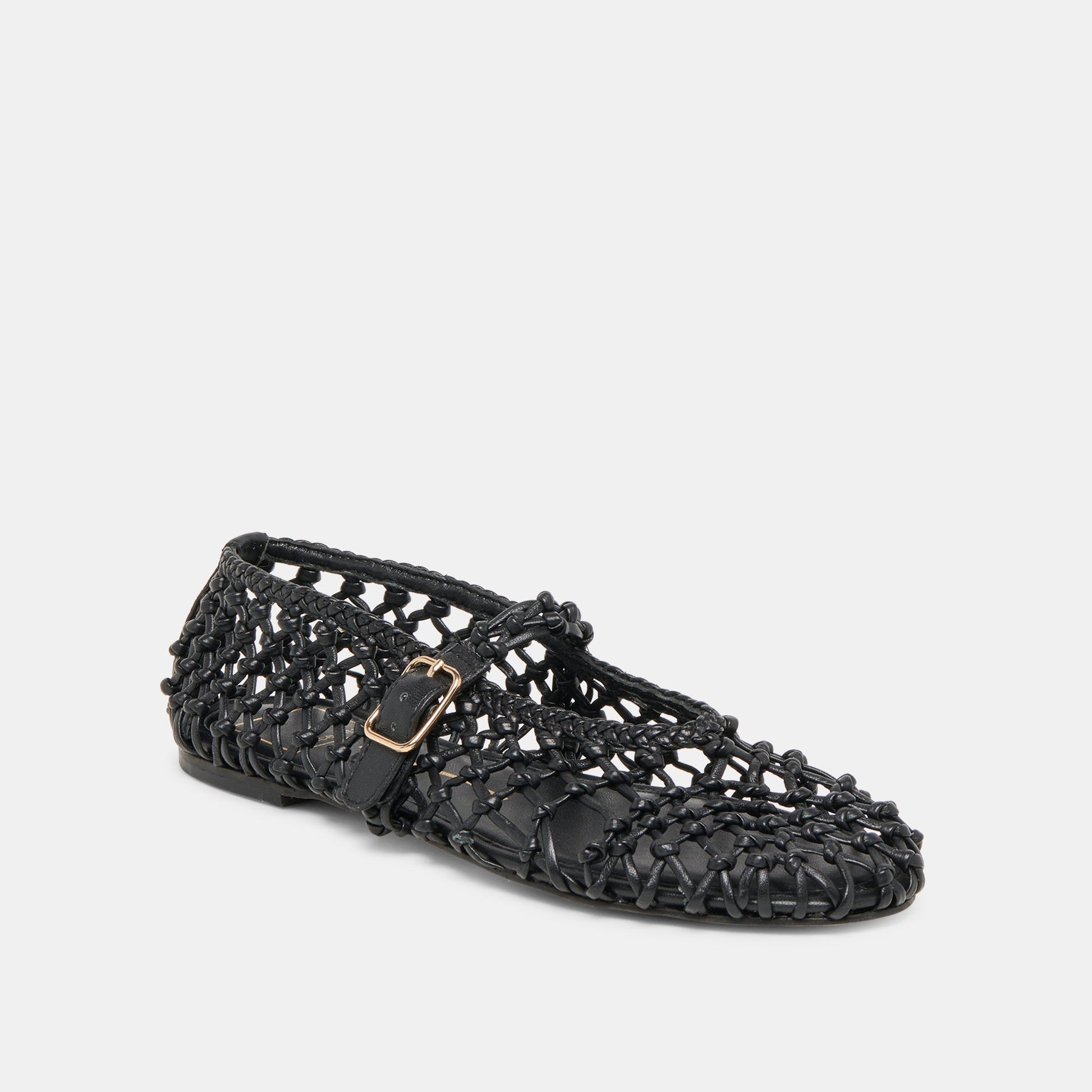 Clair Black Woven Leather Ballet Flats Dolce Vita