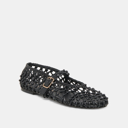 Clair Black Woven Leather Ballet Flats Dolce Vita