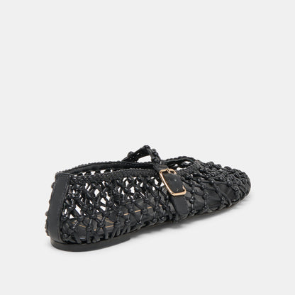 Clair Black Woven Leather Ballet Flats Dolce Vita