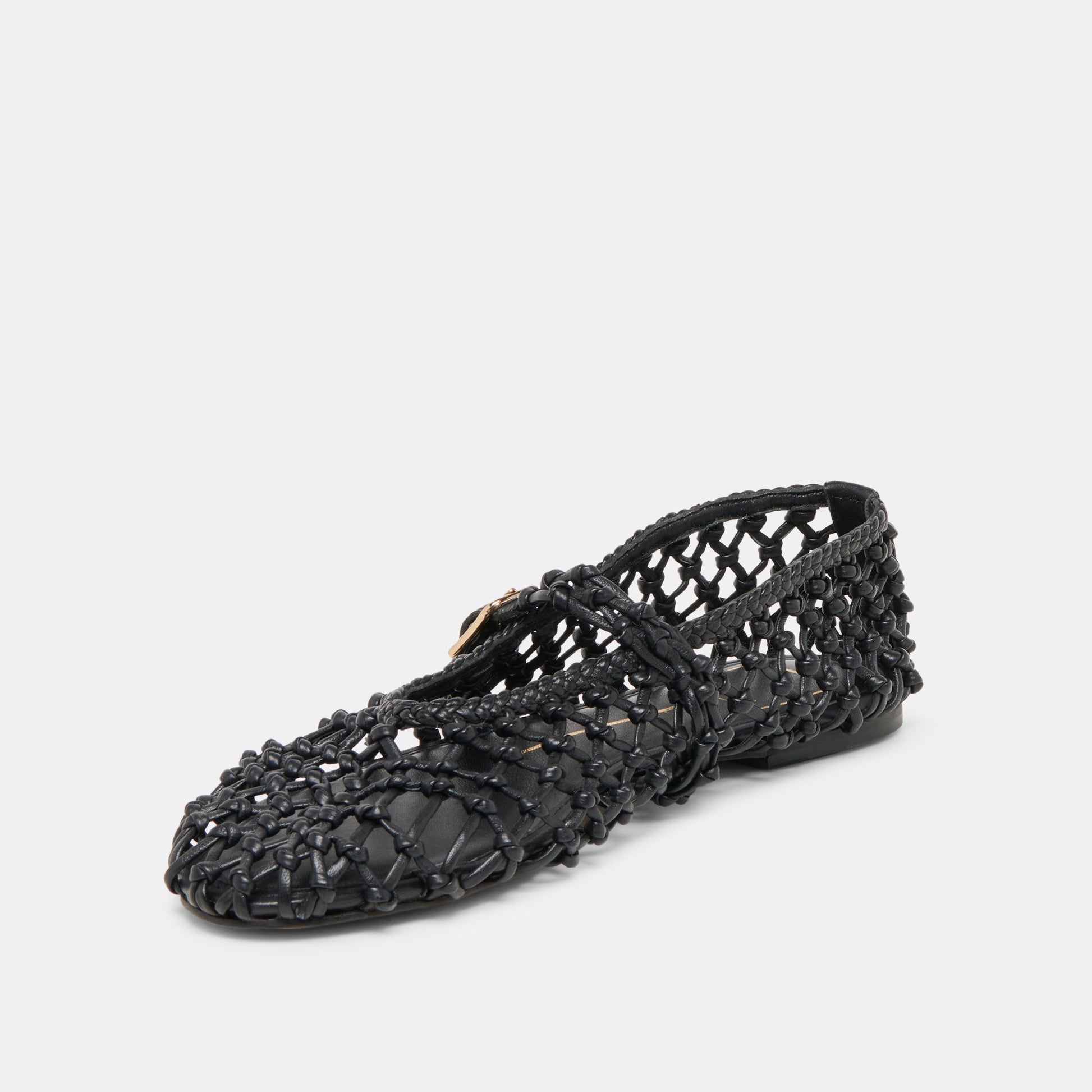 Clair Black Woven Leather Ballet Flats Dolce Vita