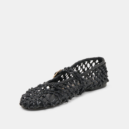 Clair Black Woven Leather Ballet Flats Dolce Vita