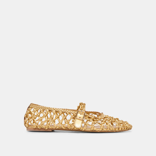 Clair Gold Woven Leather Ballet Flats Dolce Vita