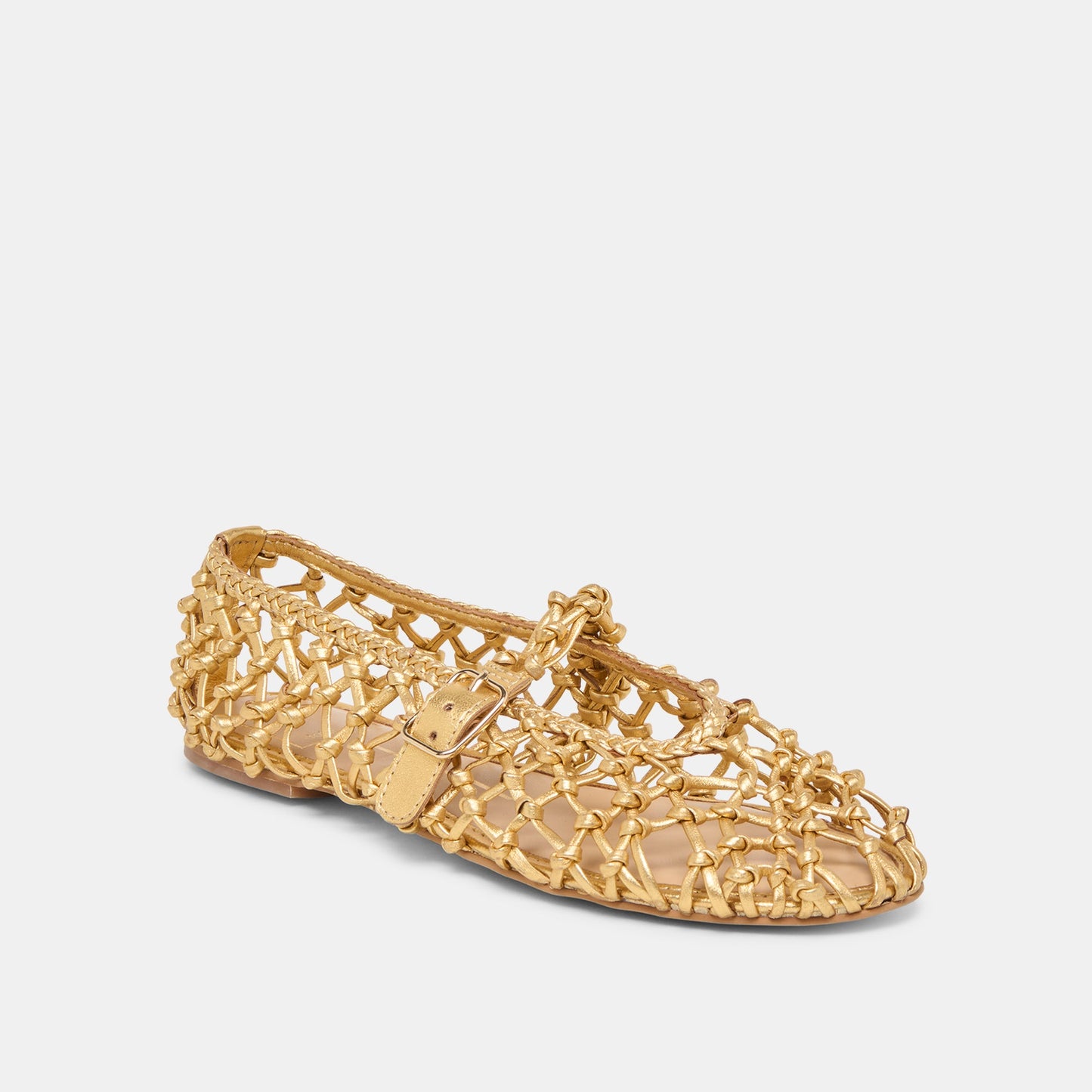Clair Gold Woven Leather Ballet Flats Dolce Vita