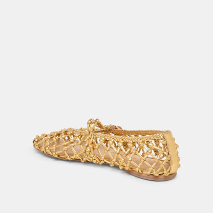 Clair Gold Woven Leather Ballet Flats Dolce Vita