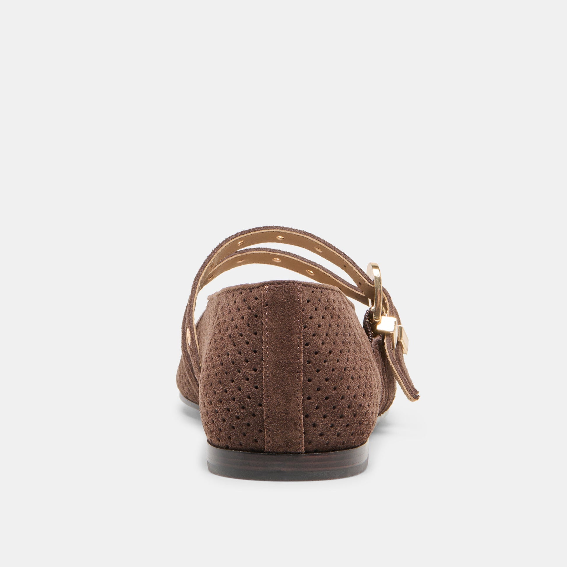 Baylee Grommet Dk Brown Perforated Suede Ballet Flats Dolce Vita