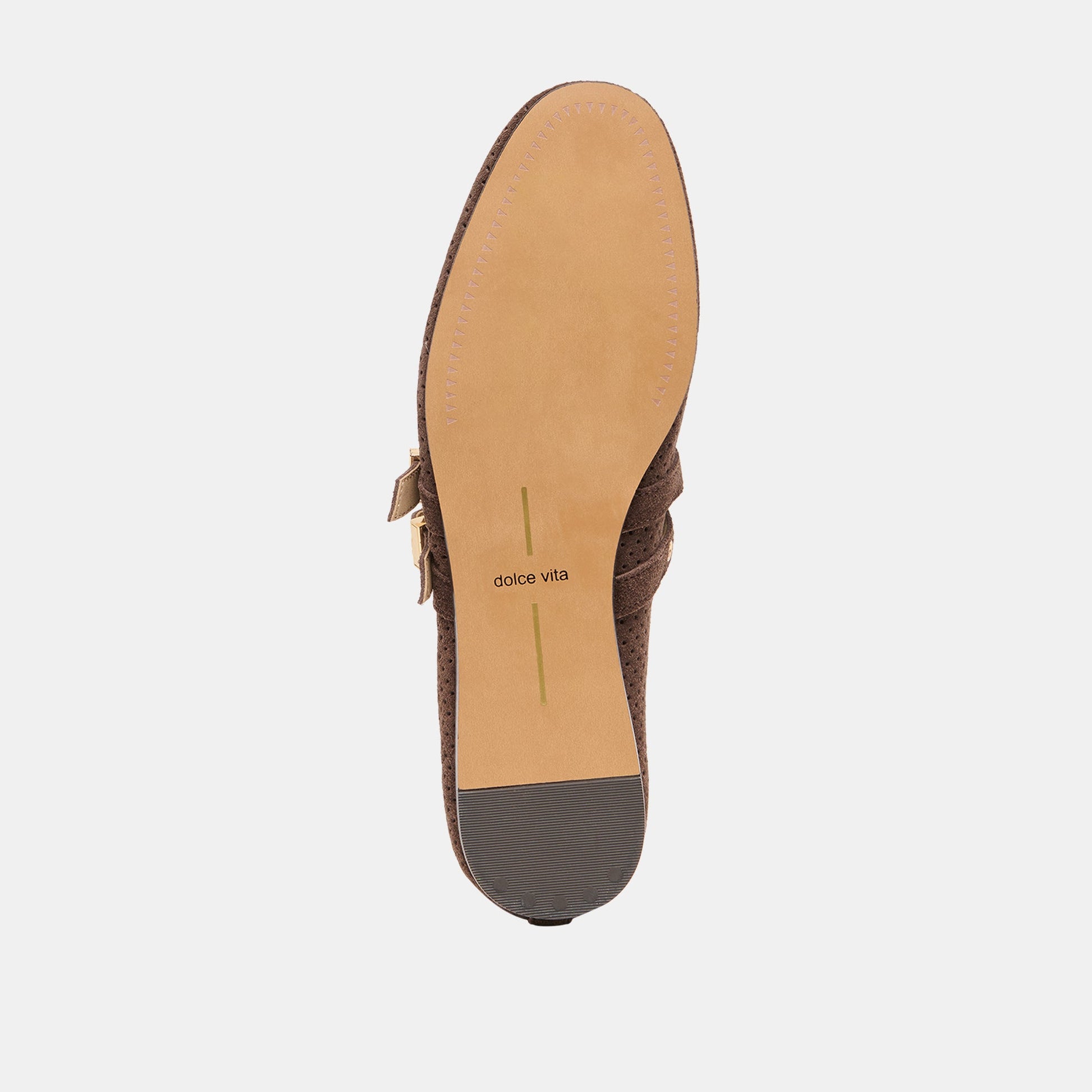 Baylee Grommet Dk Brown Perforated Suede Ballet Flats Dolce Vita