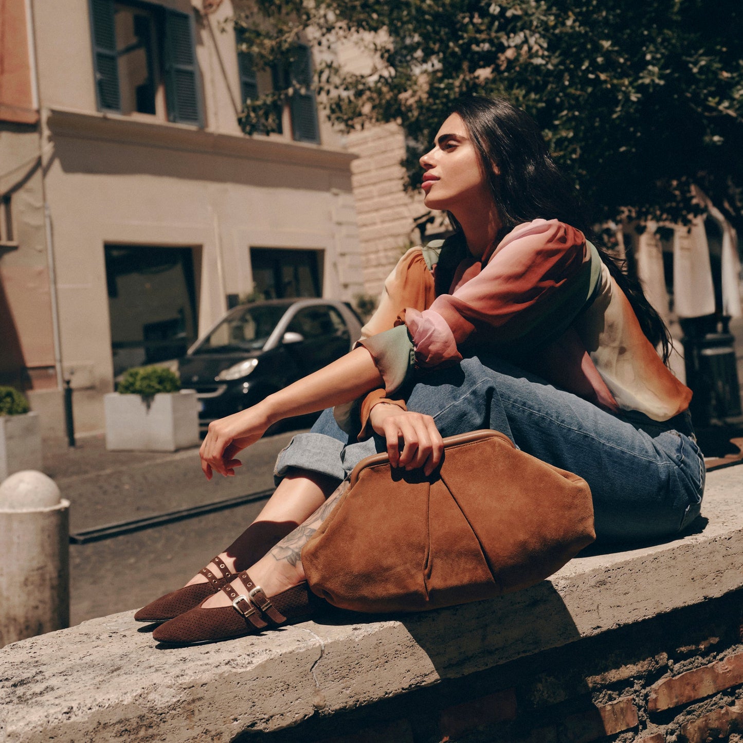 Baylee Grommet Dk Brown Perforated Suede Ballet Flats Dolce Vita