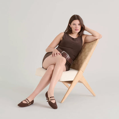 Baylee Grommet Dk Brown Perforated Suede Ballet Flats Dolce Vita