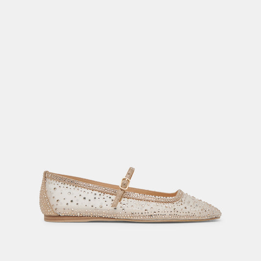 REYES CRYSTAL BALLET FLATS GOLD MESH Dolce Vita