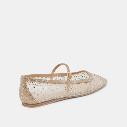 REYES CRYSTAL BALLET FLATS GOLD MESH Dolce Vita