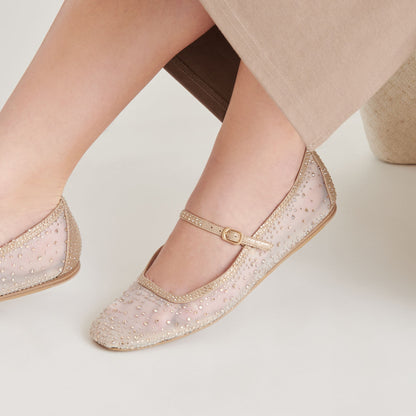 REYES CRYSTAL BALLET FLATS GOLD MESH Dolce Vita