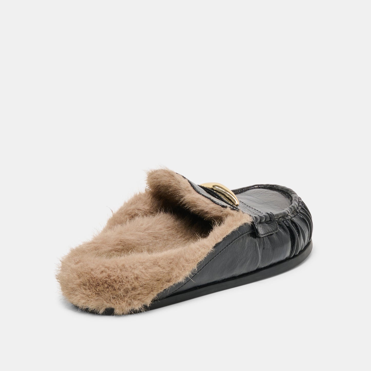 Jodero Plush Black Leather Flats Dolce Vita