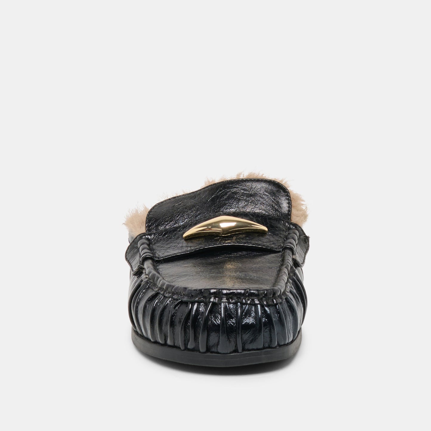 Jodero Plush Black Leather Flats Dolce Vita