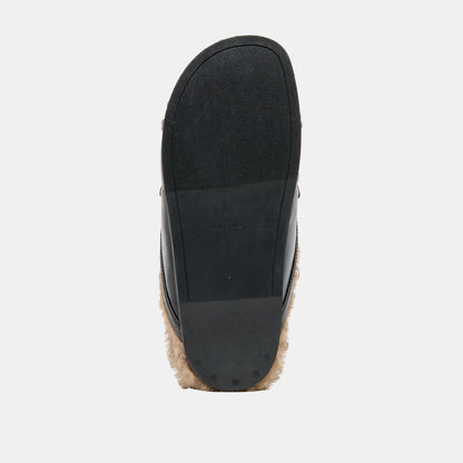 Jodero Plush Black Leather Flats Dolce Vita