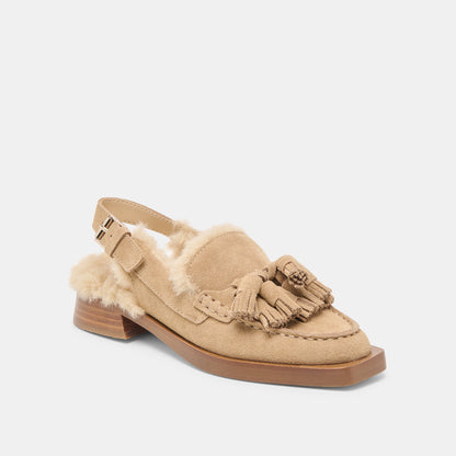 Hamlit Plush Dk Taupe Suede Loafers Dolce Vita