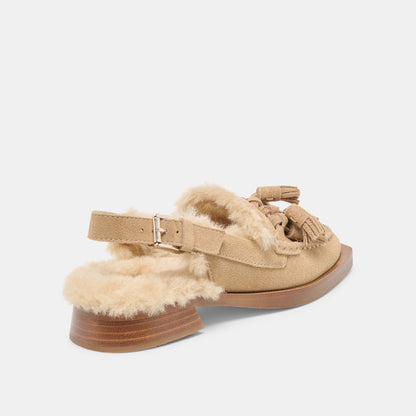 Hamlit Plush Dk Taupe Suede Loafers Dolce Vita
