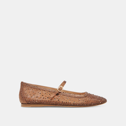 REYES CRYSTAL BALLET FLATS MID BROWN MESH Dolce Vita