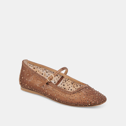 REYES CRYSTAL BALLET FLATS MID BROWN MESH Dolce Vita