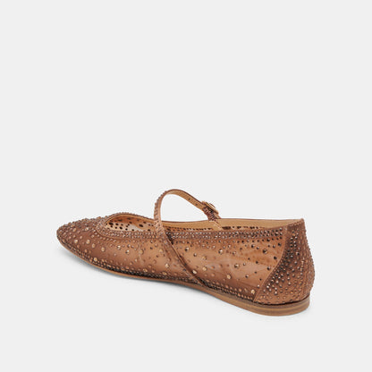 REYES CRYSTAL BALLET FLATS MID BROWN MESH Dolce Vita