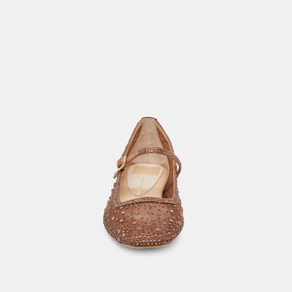 REYES CRYSTAL BALLET FLATS MID BROWN MESH Dolce Vita