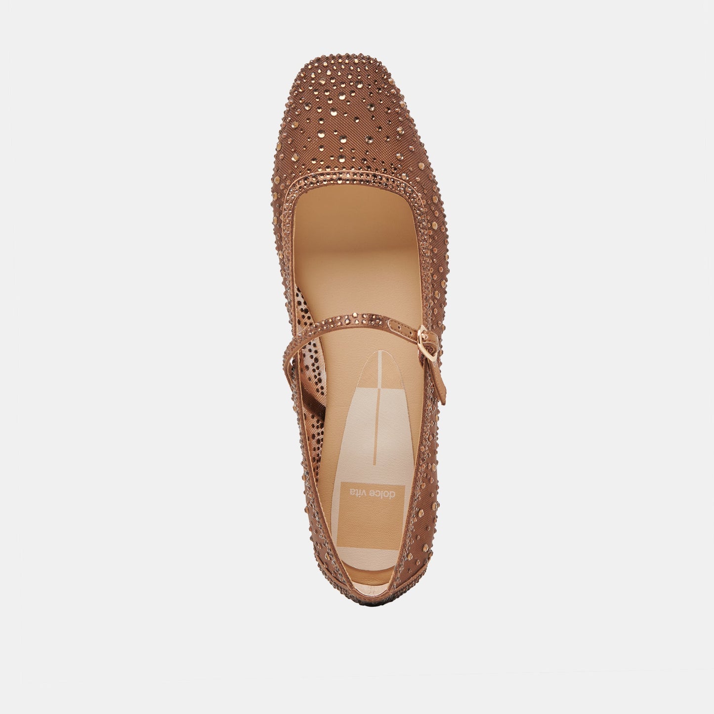 REYES CRYSTAL BALLET FLATS MID BROWN MESH Dolce Vita