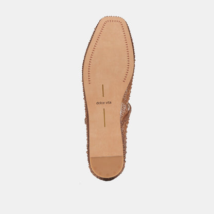 REYES CRYSTAL BALLET FLATS MID BROWN MESH Dolce Vita