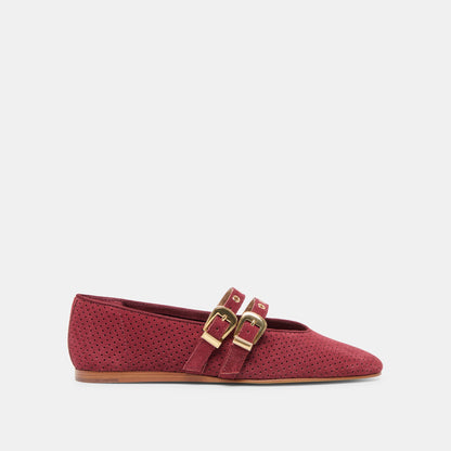 Baylee Grommet Oxblood Perforated Suede Ballet Flats Dolce Vita