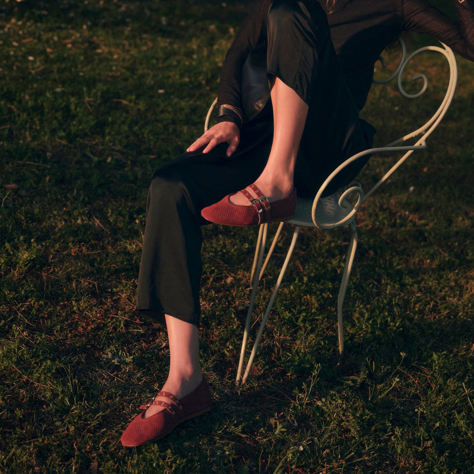 Baylee Grommet Oxblood Perforated Suede Ballet Flats Dolce Vita