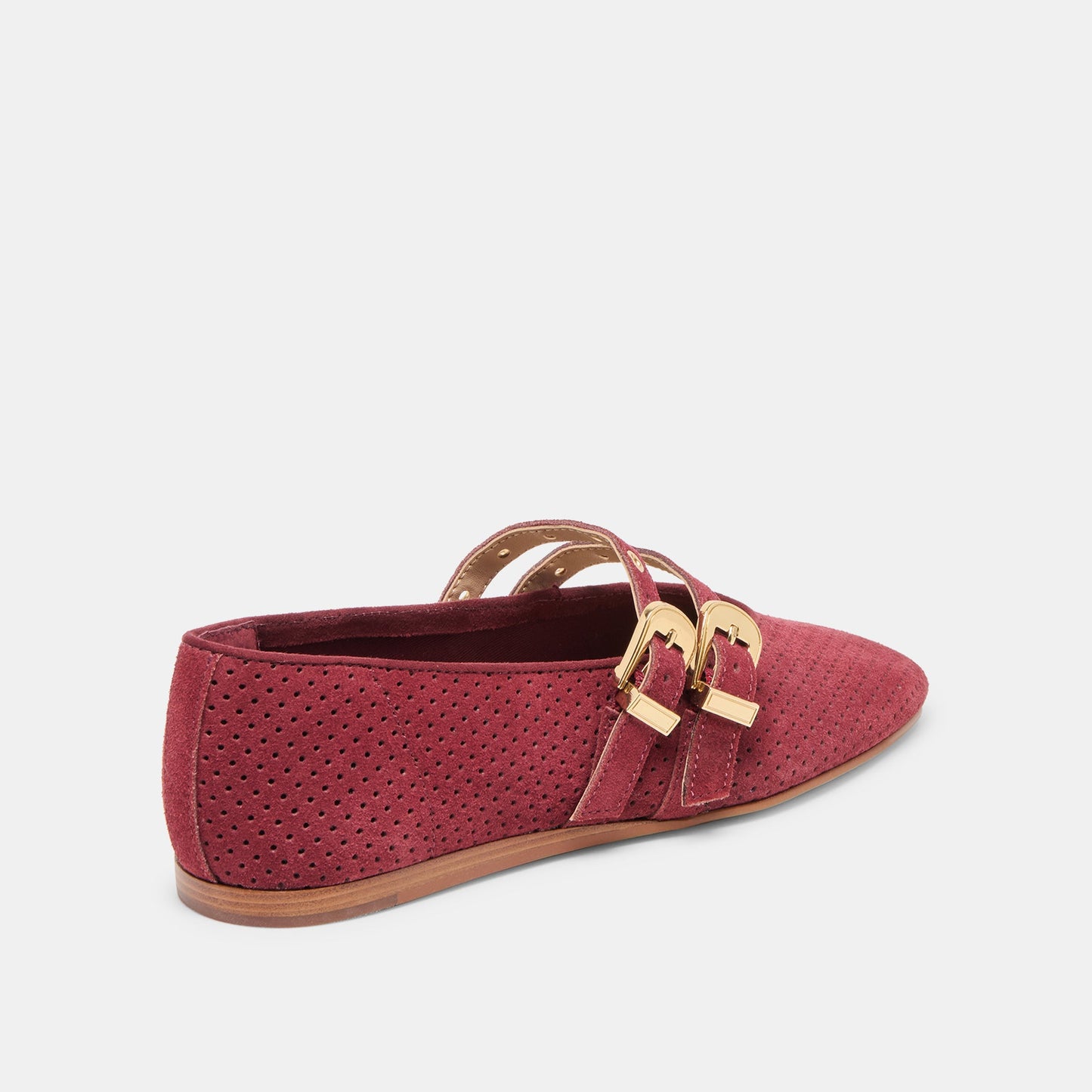 Baylee Grommet Oxblood Perforated Suede Ballet Flats Dolce Vita