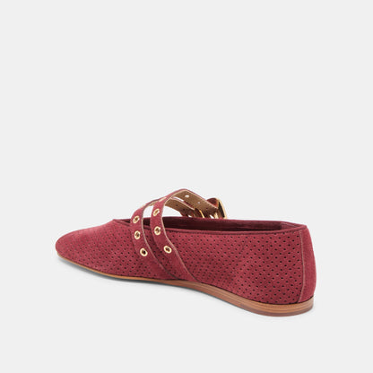 Baylee Grommet Oxblood Perforated Suede Ballet Flats Dolce Vita