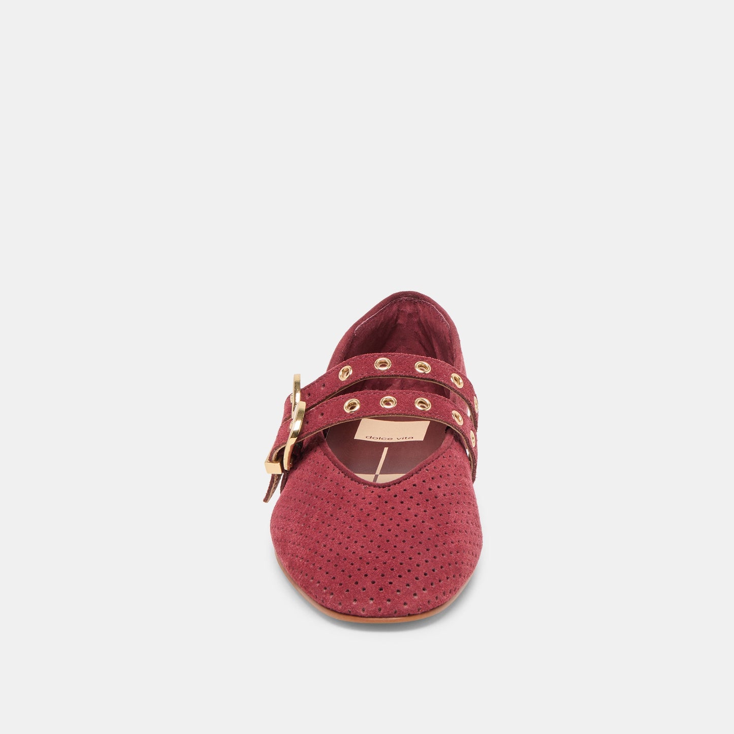 Baylee Grommet Oxblood Perforated Suede Ballet Flats Dolce Vita