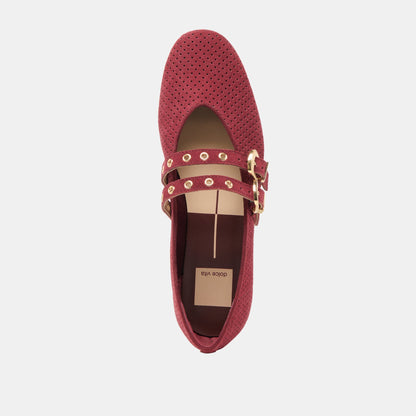 Baylee Grommet Oxblood Perforated Suede Ballet Flats Dolce Vita
