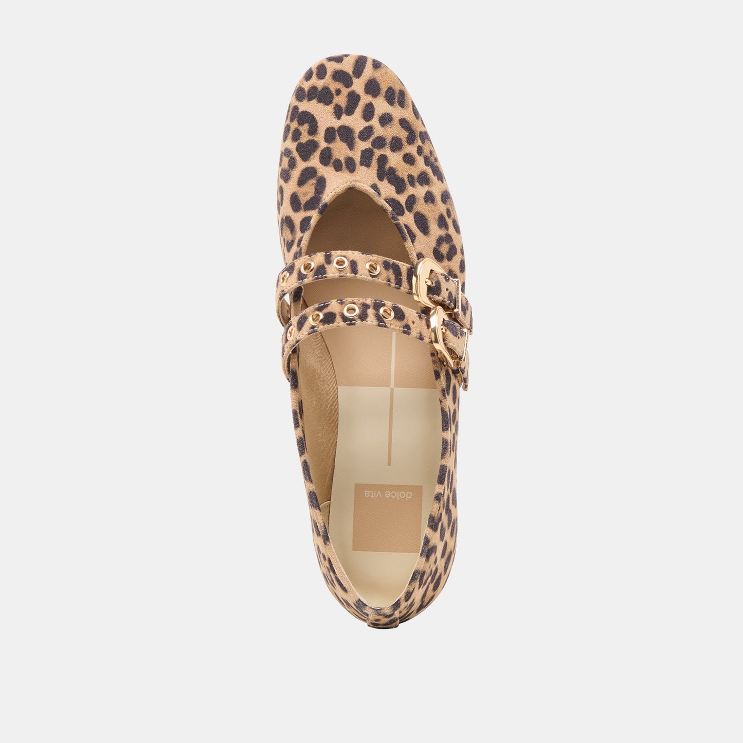 Baylee Grommet Dk Leopard Printed Suede Ballet Flats Dolce Vita