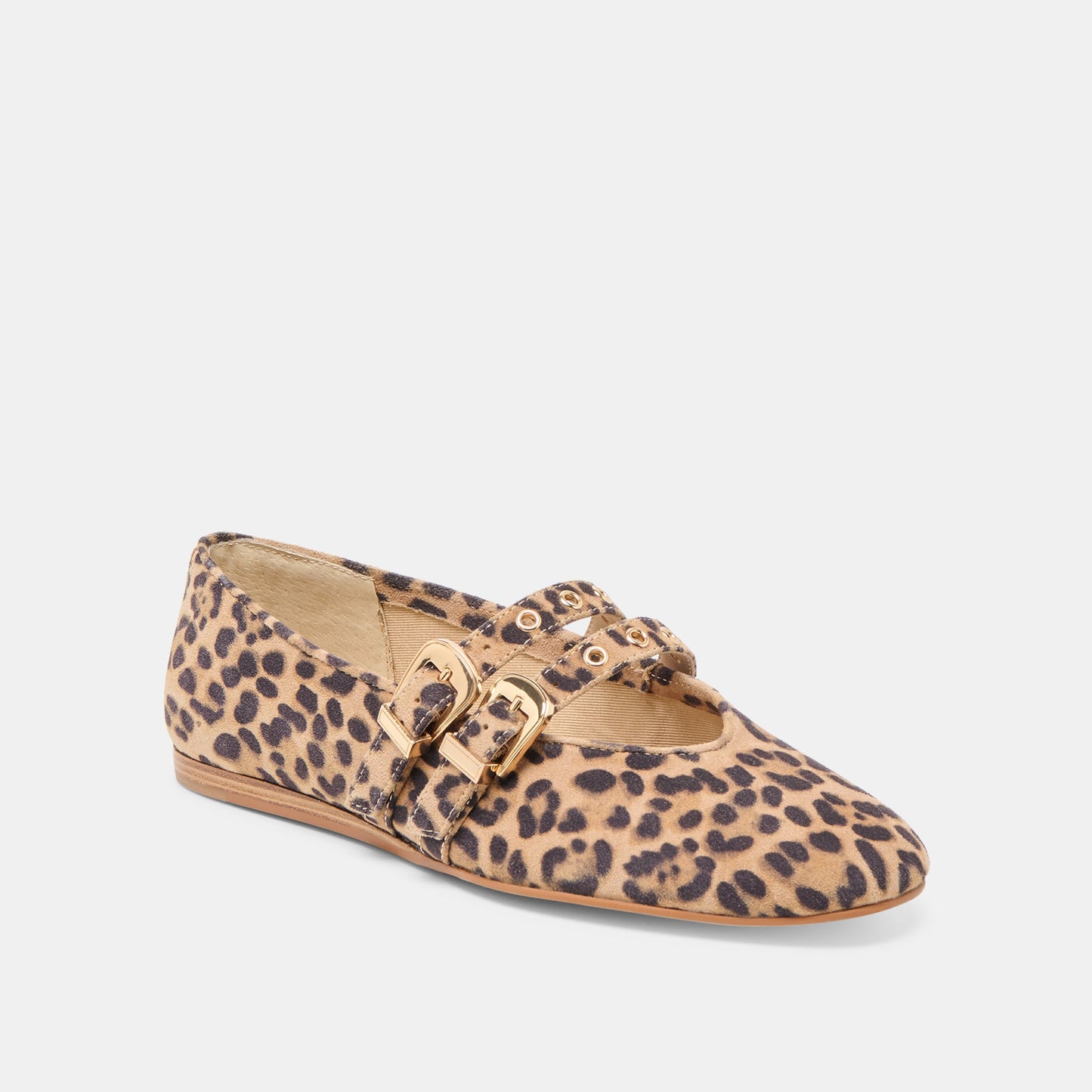 Baylee Grommet Dk Leopard Printed Suede Ballet Flats Dolce Vita