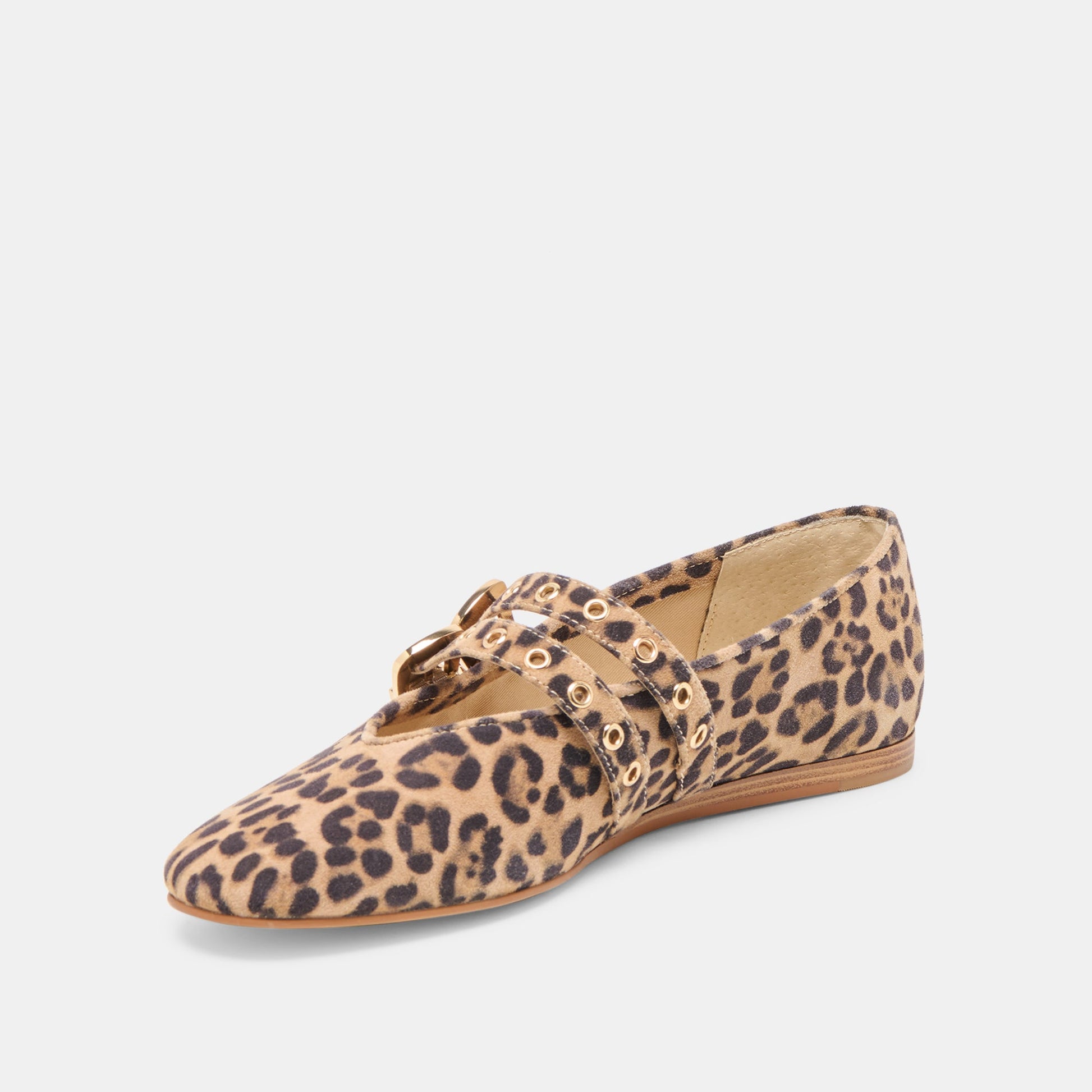 Baylee Grommet Dk Leopard Printed Suede Ballet Flats Dolce Vita