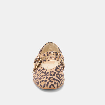 Baylee Grommet Dk Leopard Printed Suede Ballet Flats Dolce Vita