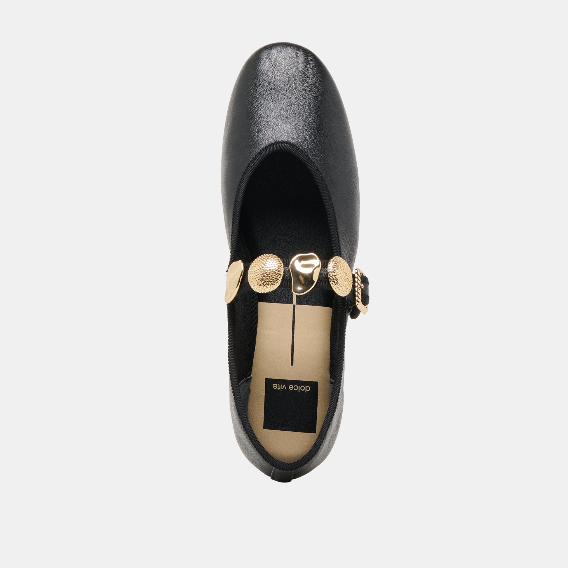 Relan Black Leather Ballet Flats Dolce Vita