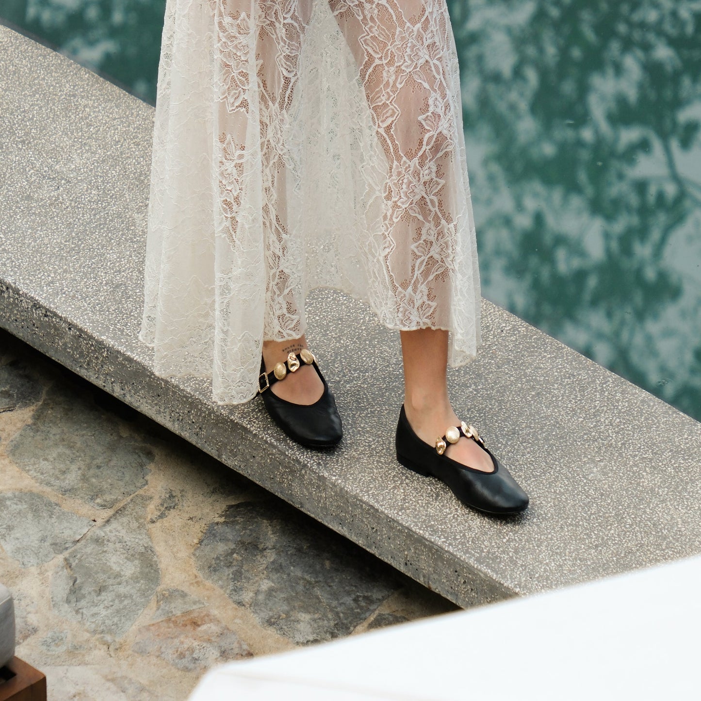 Relan Black Leather Ballet Flats Dolce Vita