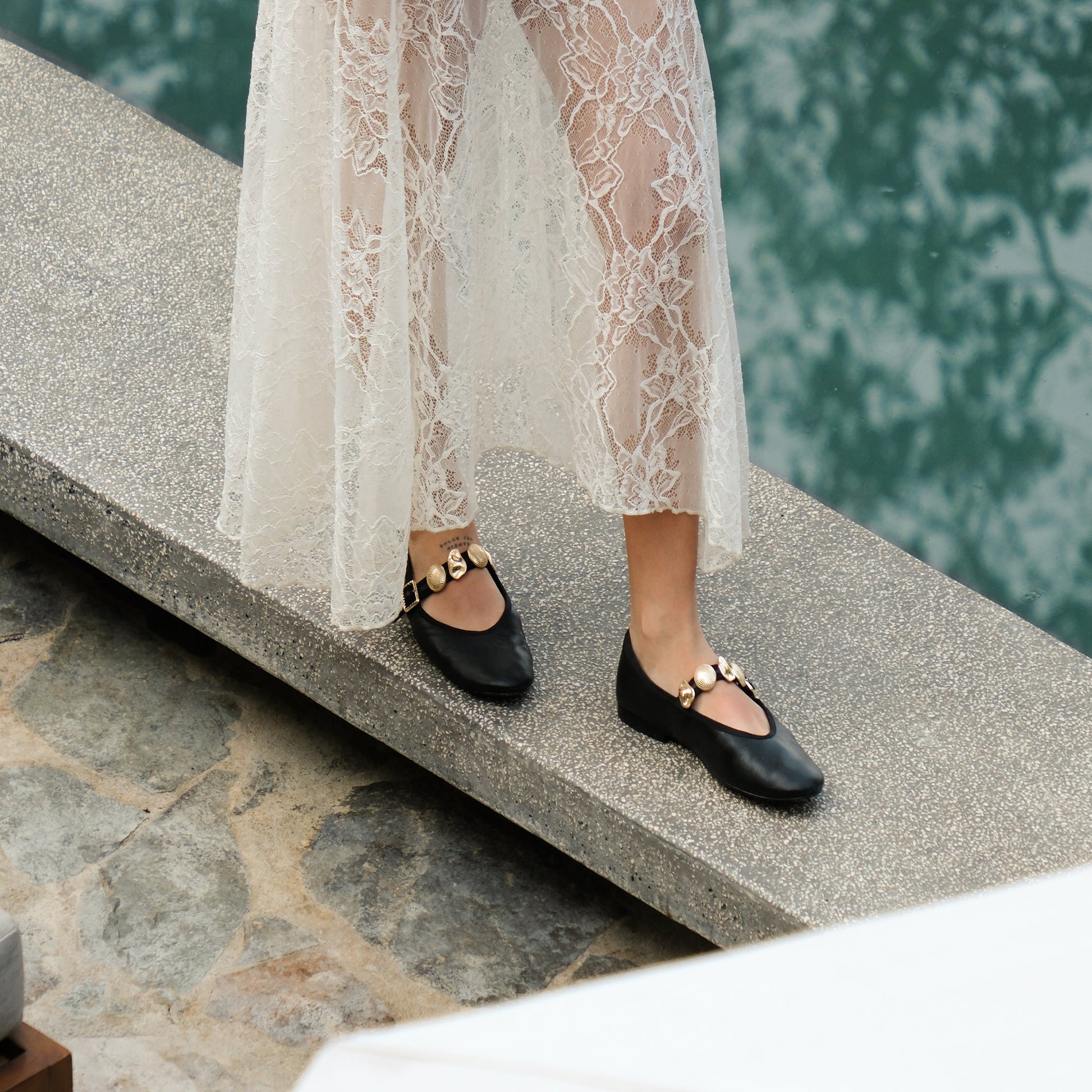 Relan Black Leather Ballet Flats Dolce Vita
