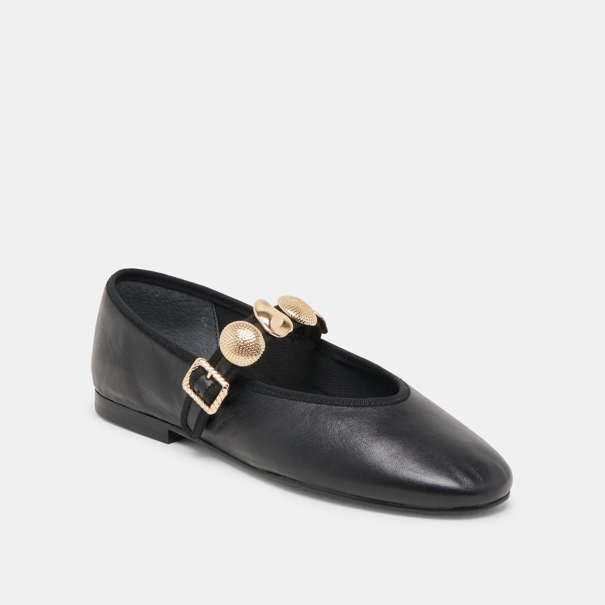 Relan Black Leather Ballet Flats Dolce Vita