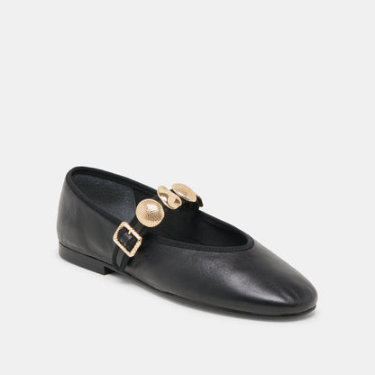 Relan Black Leather Ballet Flats Dolce Vita