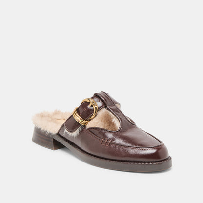 Harlah Plush Chocolate Leather Flats Dolce Vita