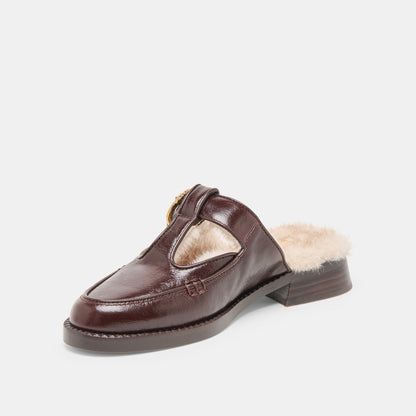 Harlah Plush Chocolate Leather Flats Dolce Vita