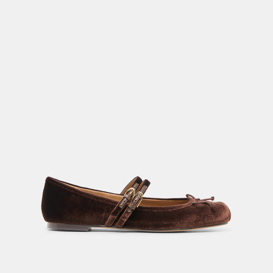 Gibsen Chocolate Velvet Ballet Flats Dolce Vita