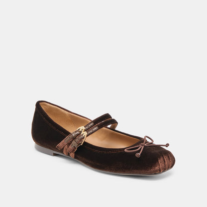 Gibsen Chocolate Velvet Ballet Flats Dolce Vita