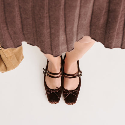 Gibsen Chocolate Velvet Ballet Flats Dolce Vita